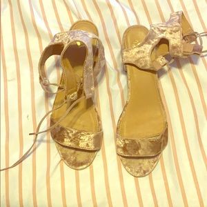 Rose gold block heels